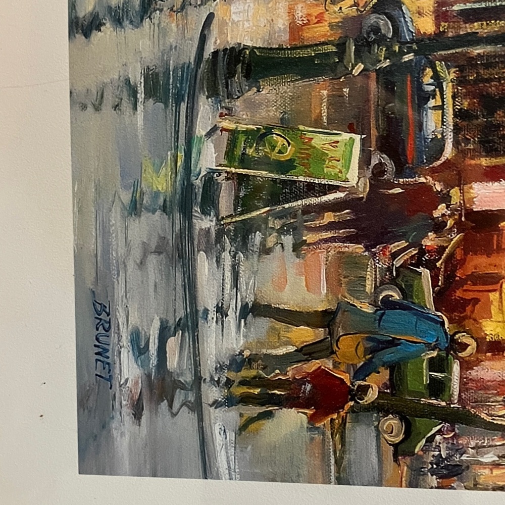 Beautiful , 16”-20”. Glass framed water color , artist signed Brunet Paris , Le - Picture 6 of 13